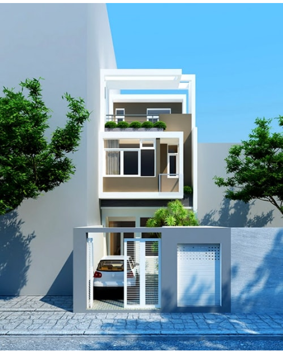 Mẫu nhà phố ngang 5m dài 20m lệch tầng 4 phòng ngủ